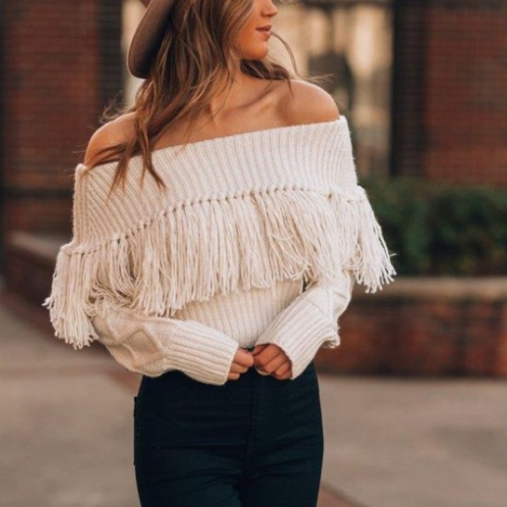 Off Shoulder Sweater - Picture 2 of 10